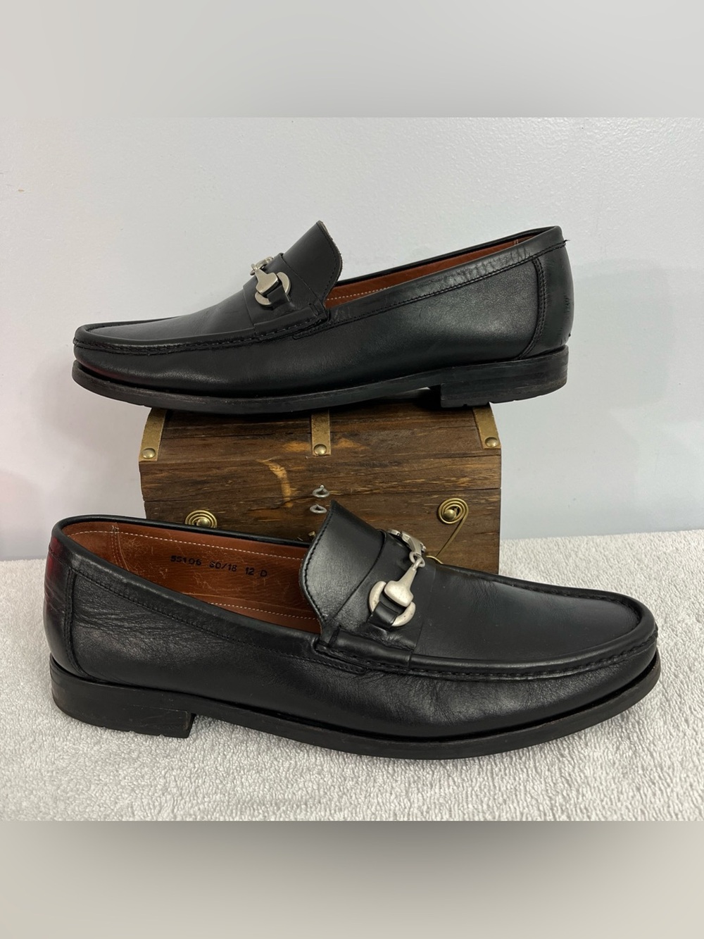 Allen Edmonds Arezzo authentic black leather silver horsebit loafers Men’s 12 D
